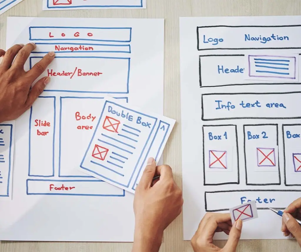 Image Of Website Being Designed on paper